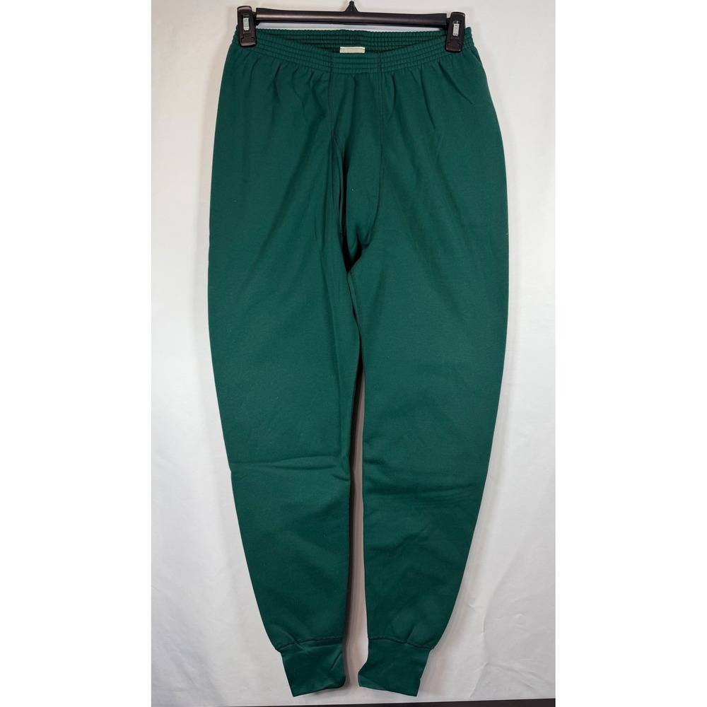 LL Bean Mens M LLH169 Green Fleece Base Layer Pants Made in USA Medium